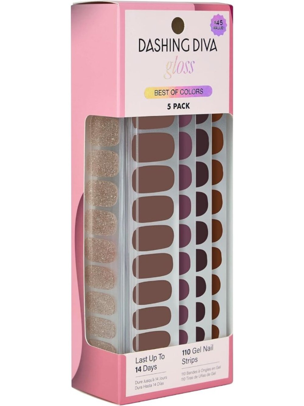 Glossy Brown Nail Strips 5-in-1 Kit - UV Free, Chip Resistant, Long Lasting Gel